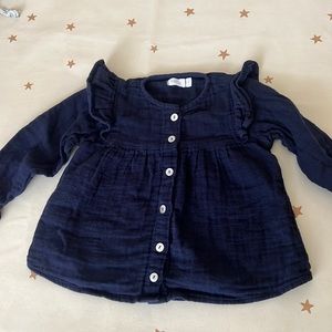 Jamie Kay Organic Cotton Navy long sleeve blouse